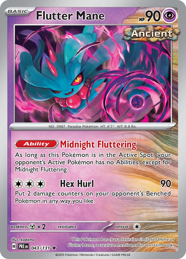 Pokémon-kaart Flutter Mane 043/131 Rare uit de set Prismatic Evolutions