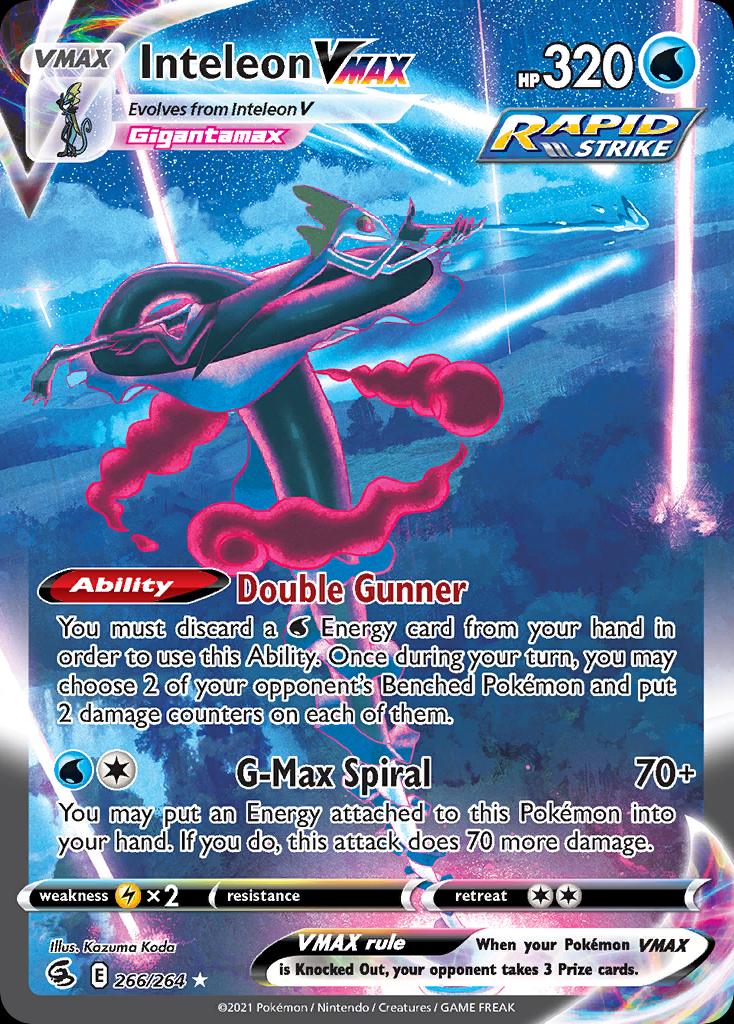 Pokémon-kaart Inteleon VMAX 266/264 Secret Rare uit de set Fusion Strike Imagen principal del producto