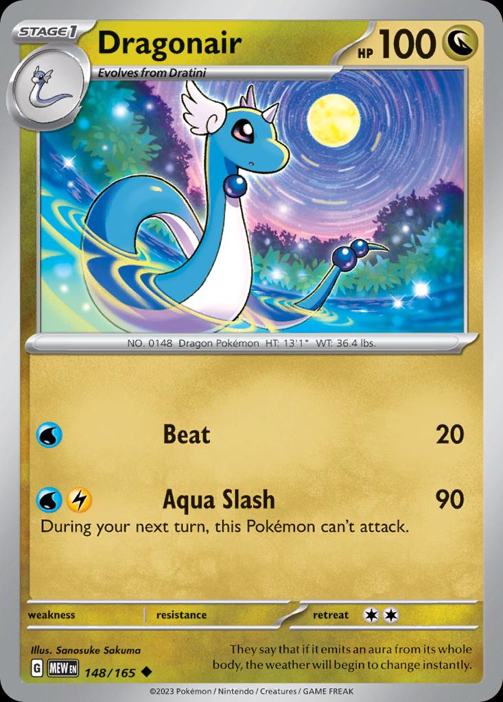 Pokémon-kaart Dragonair 148/165 Uncommon uit de set 151