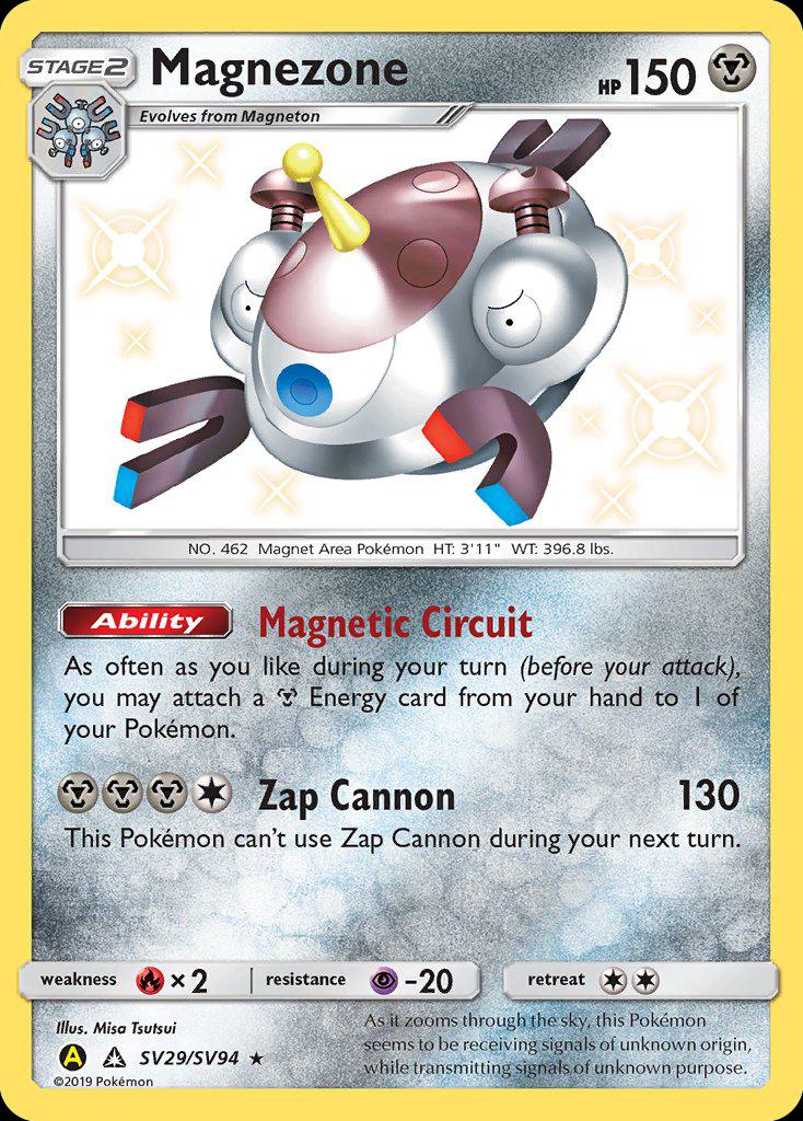 Pokémon-kaart Magnezone SV29/SV94 Secret Rare uit de set Hidden Fates