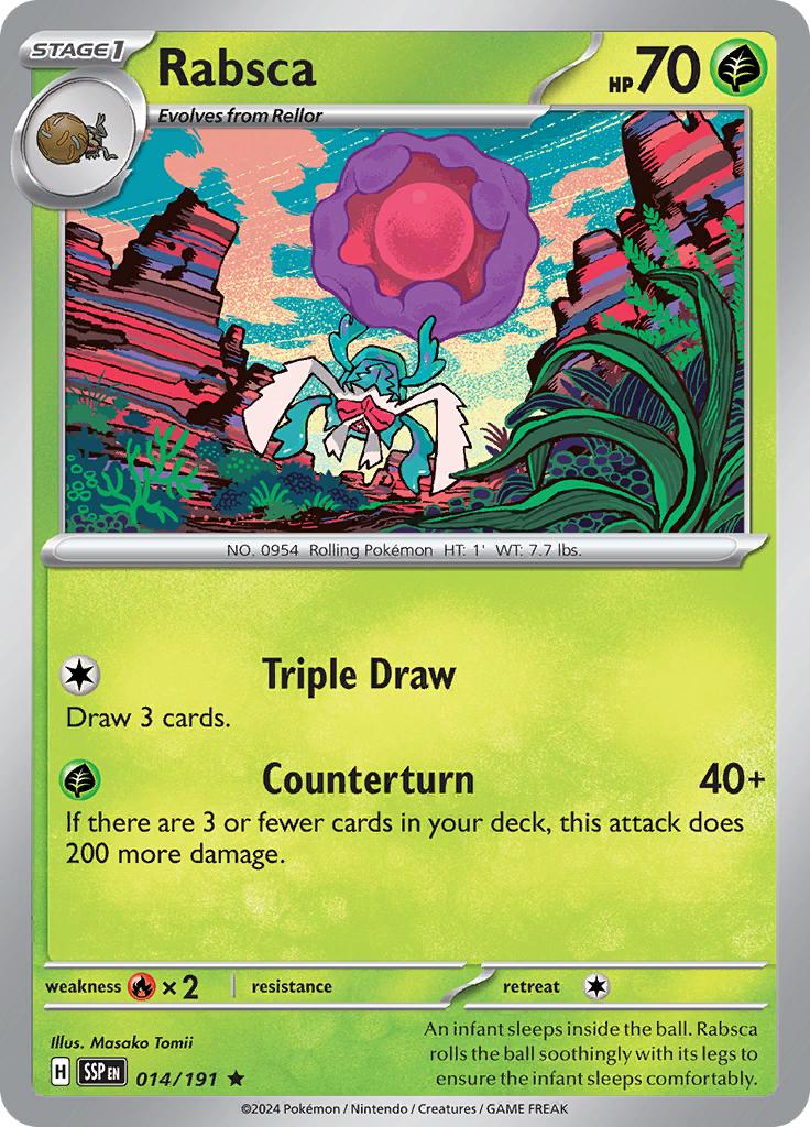 Pokémon-kaart Rabsca 014/191 Rare uit de set Surging Sparks