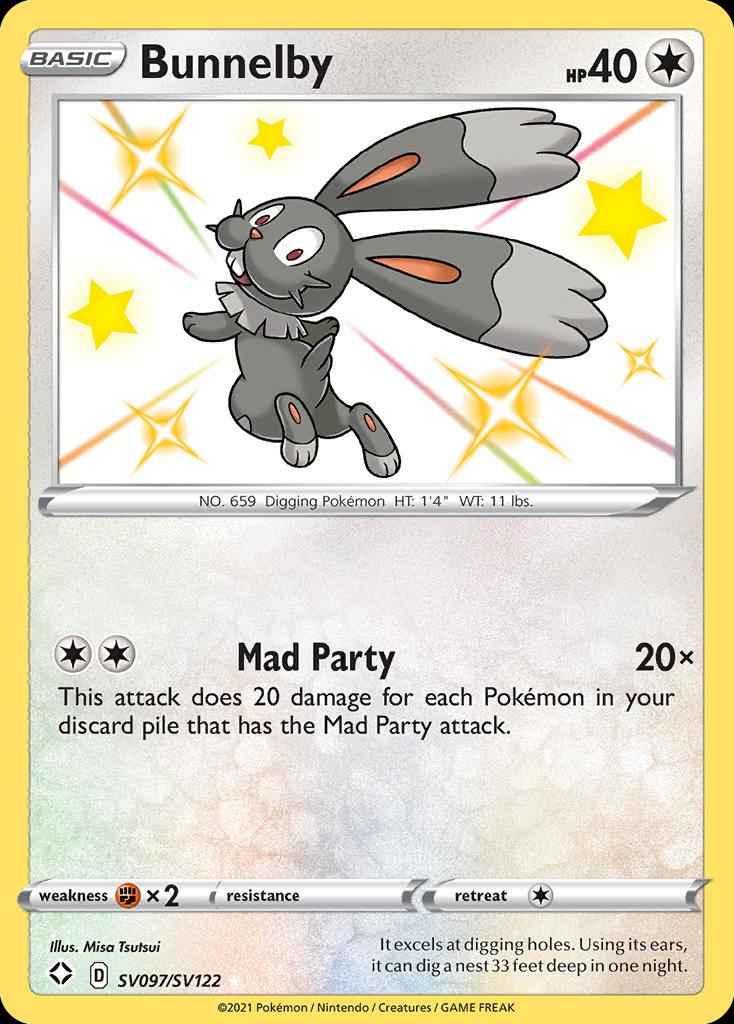 Pokémon-kaart Bunnelby SV097/SV122 Secret Rare uit de set Shining Fates Main image