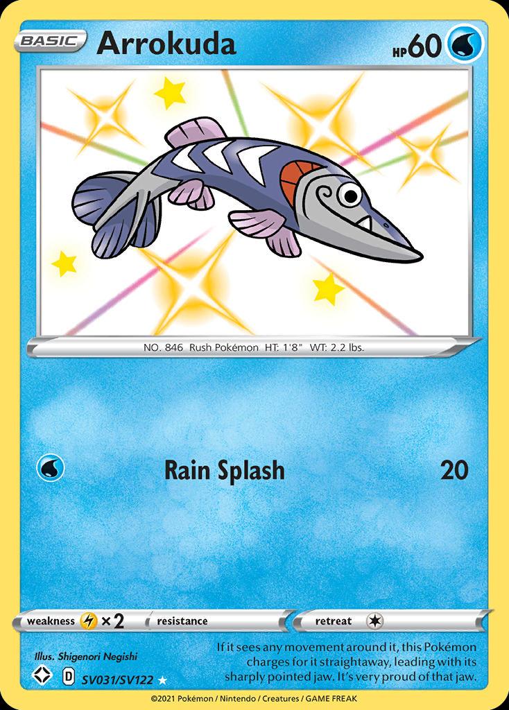 Pokémon-kaart Arrokuda SV031/SV122 Secret Rare uit de set Shining Fates