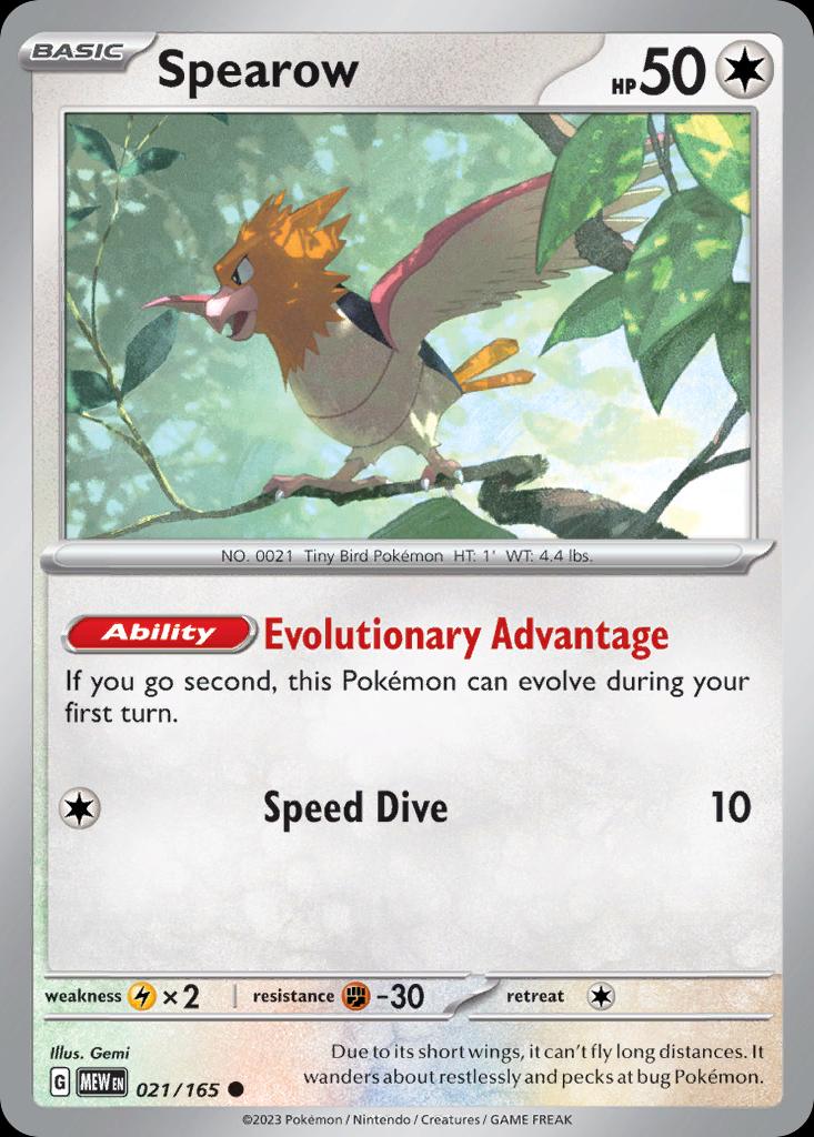 Pokémon-kaart Spearow 21/165 Common uit de set 151
