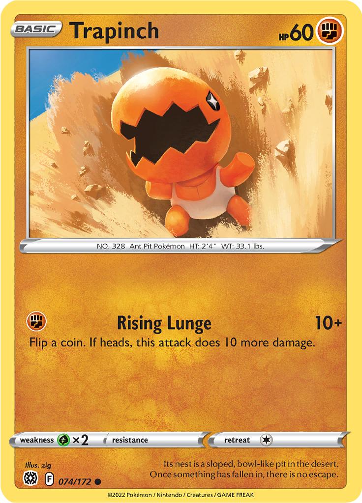 Pokémon-kaart Trapinch 074/172 Common uit de set Brilliant Stars