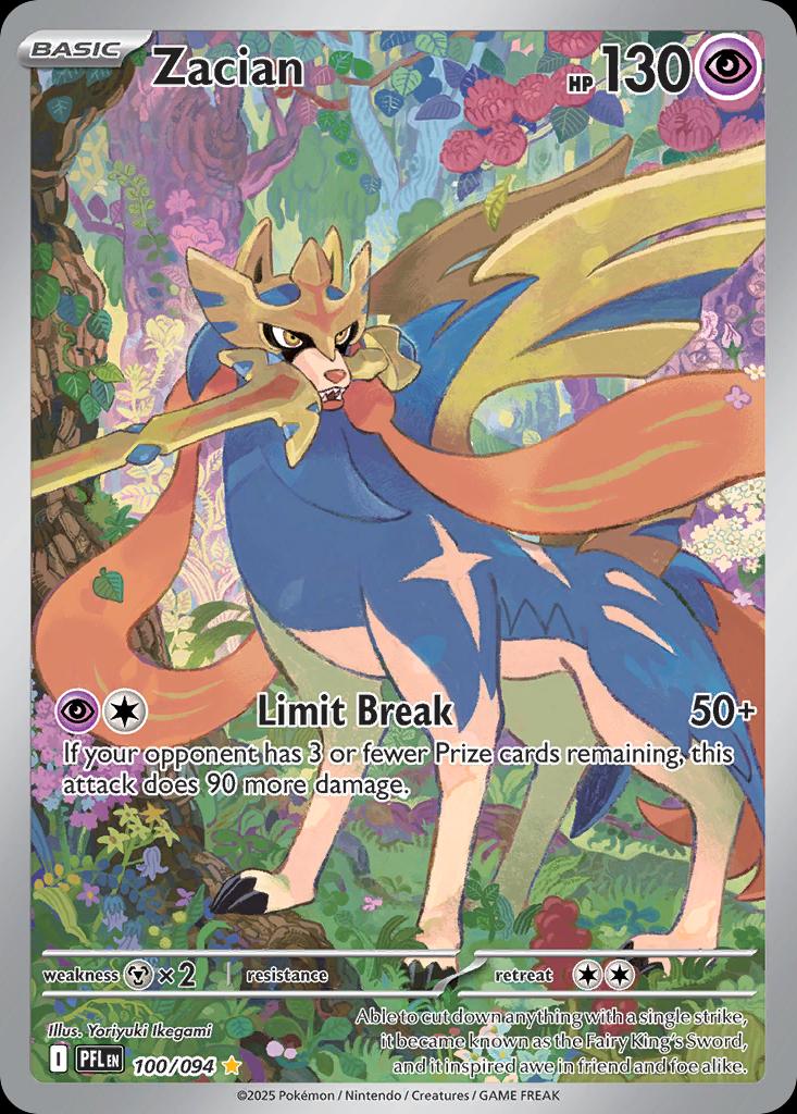 Pokémon-kaart Zacian 100/94 Illustration Rare uit de set Phantasmal Flames