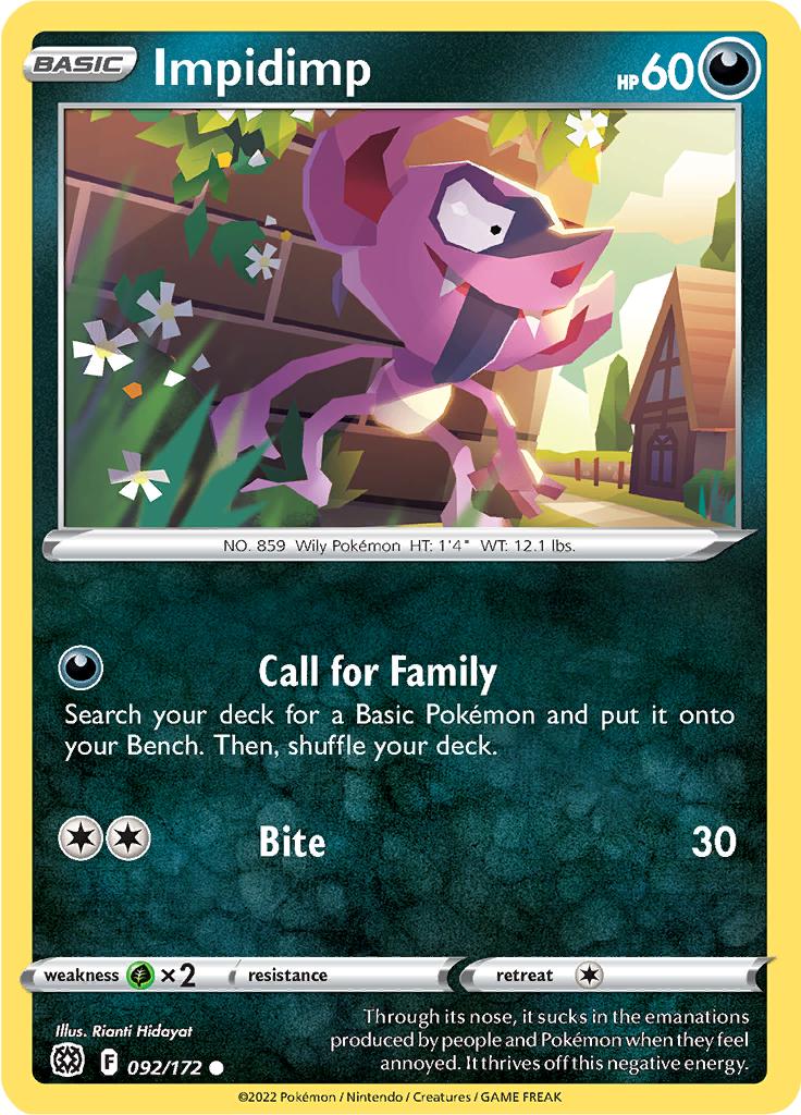 Pokémon-kaart Impidimp 092/172 Common uit de set Brilliant Stars