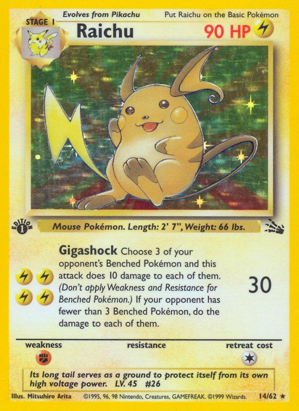 Pokémon-kaart Raichu 14/62 Holo Rare uit de set Fossil Hoofdafbeelding