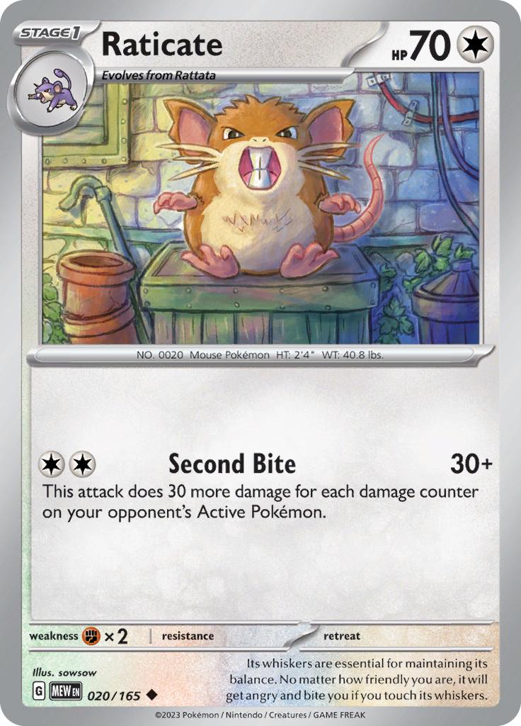 Pokémon-kaart Raticate 020/165 Uncommon uit de set 151