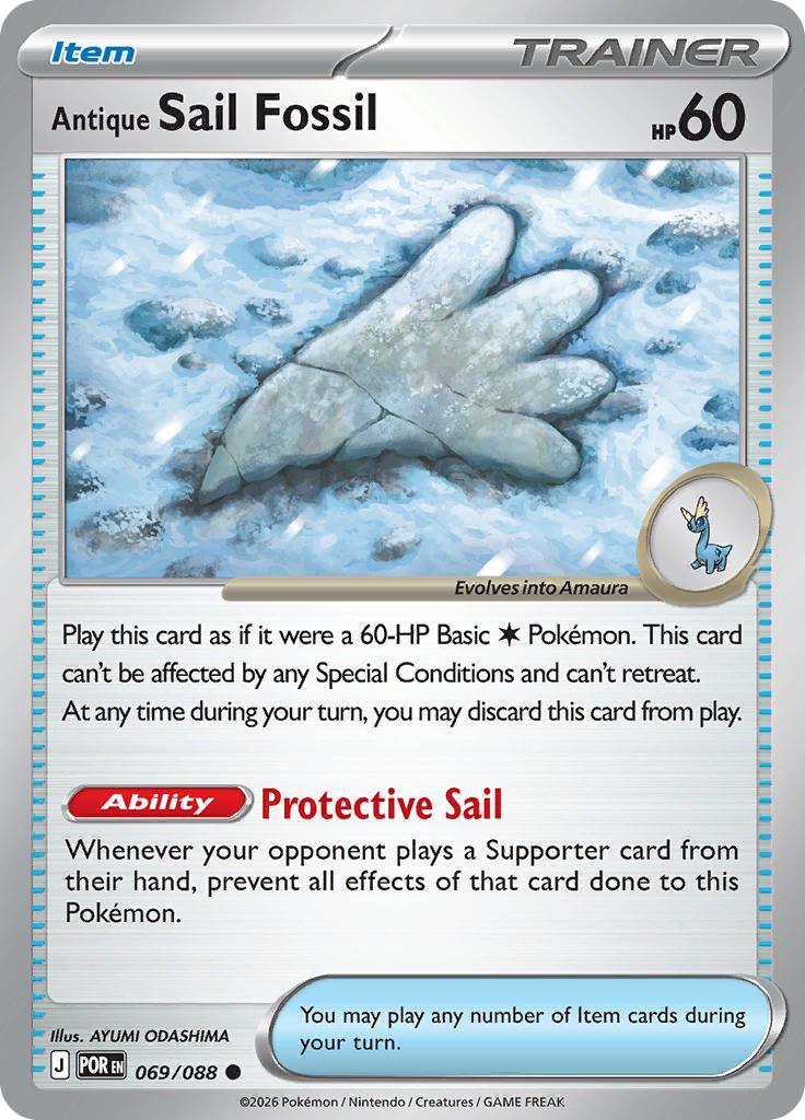 Pokémon-kaart Antique Sail Fossil 069/088 Common uit de set Perfect Order