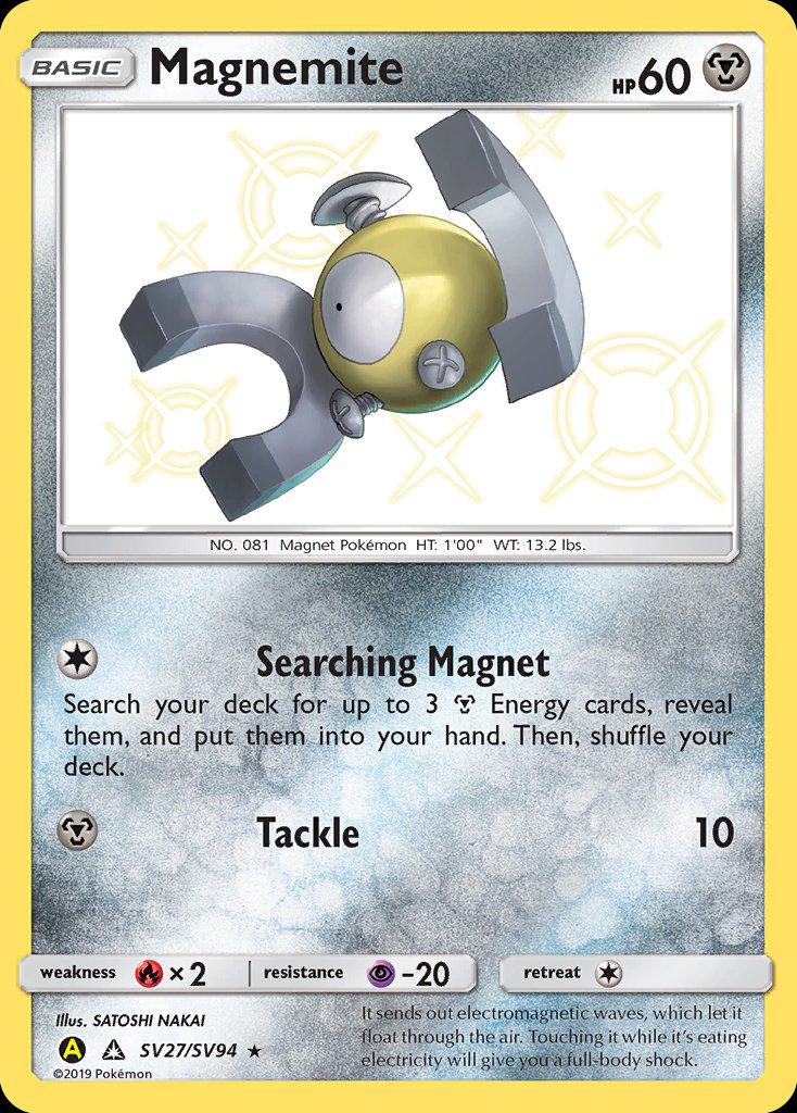 Pokémon-kaart Magnemite SV27/SV94 Holo Rare uit de set Hidden Fates