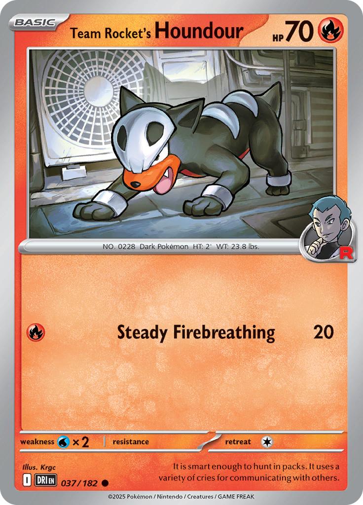 Pokémon-kaart Team Rocket's Houndour 037/182 Common uit de set Destined Rivals
