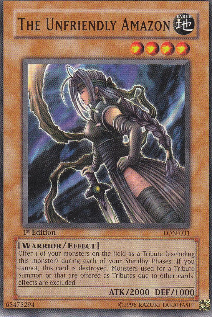 Yu-Gi-Oh!-kaart The Unfriendly Amazon LON-031 Common uit Labyrinth of Nightmare