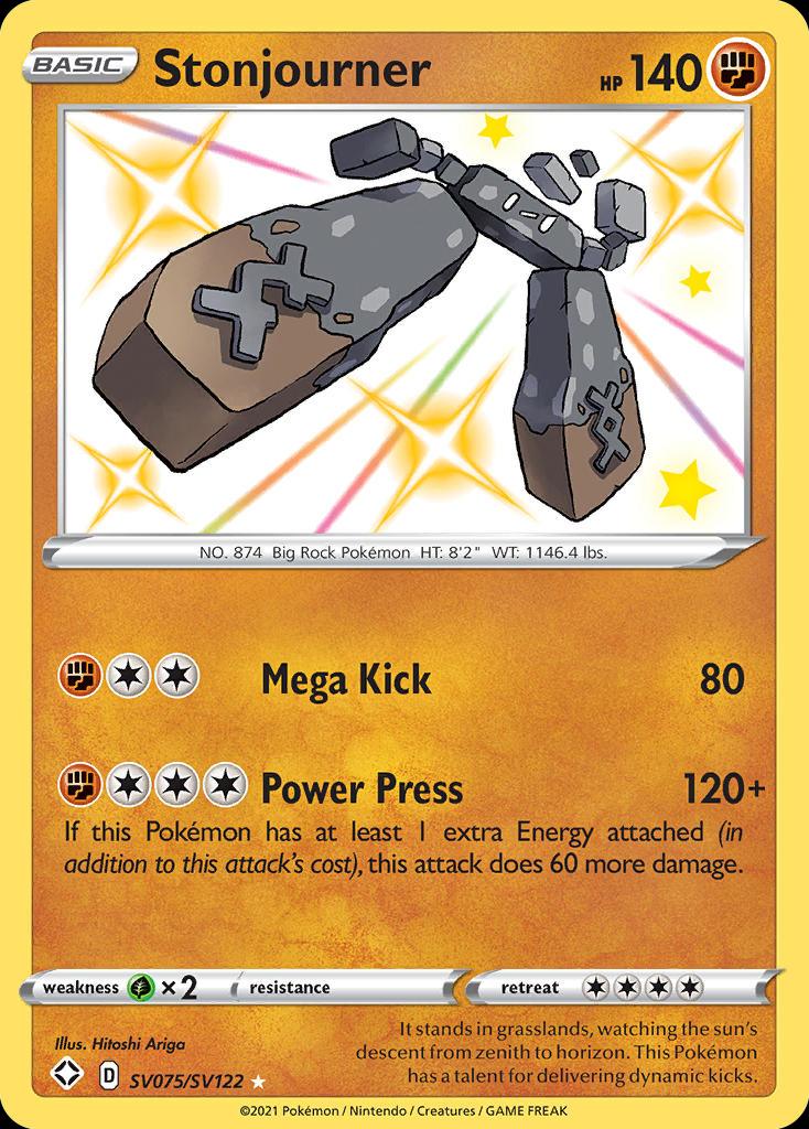 Pokémon-kaart Stonjourner SV075/SV122 Secret Rare uit de set Shining Fates