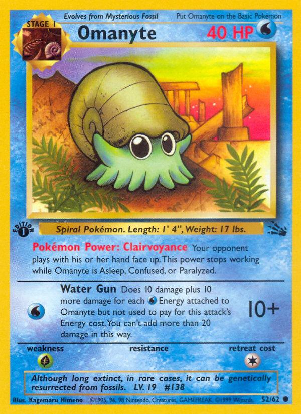 Pokémon-kaart Omanyte 52/62 Common uit de set Fossil Hoofdafbeelding