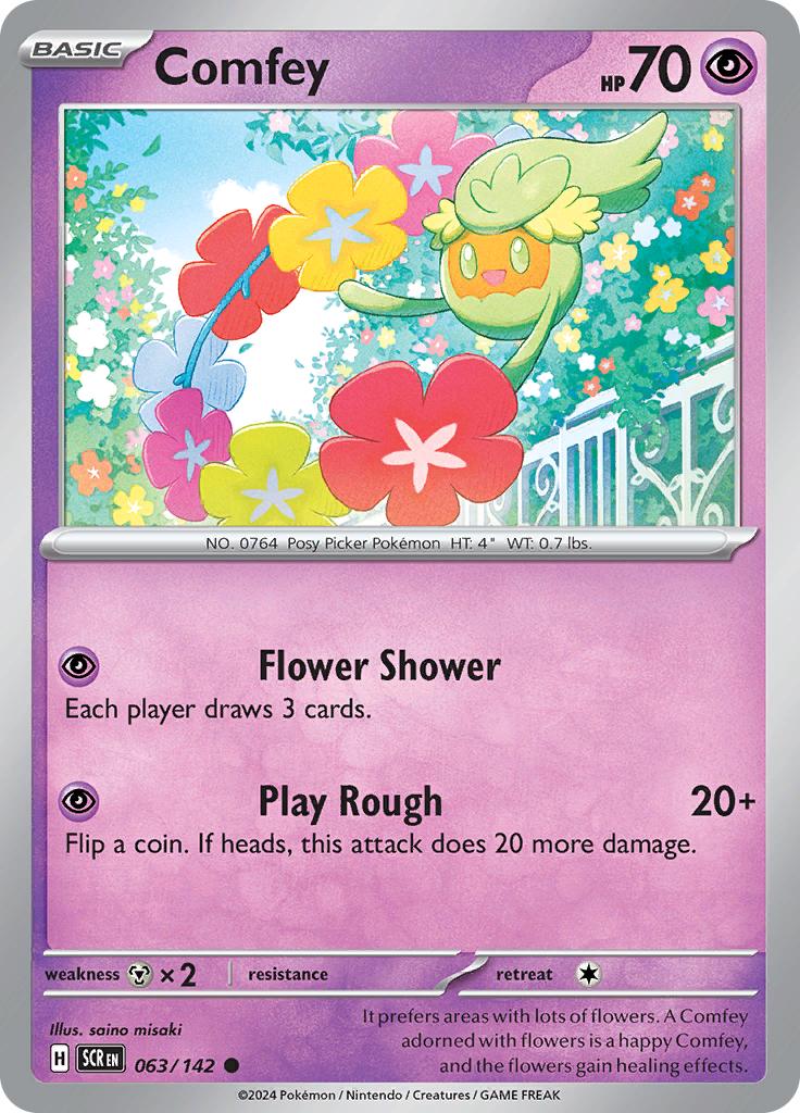 Pokémon-kaart Comfey 063/142 Common uit de set Stellar Crown Hoofdafbeelding