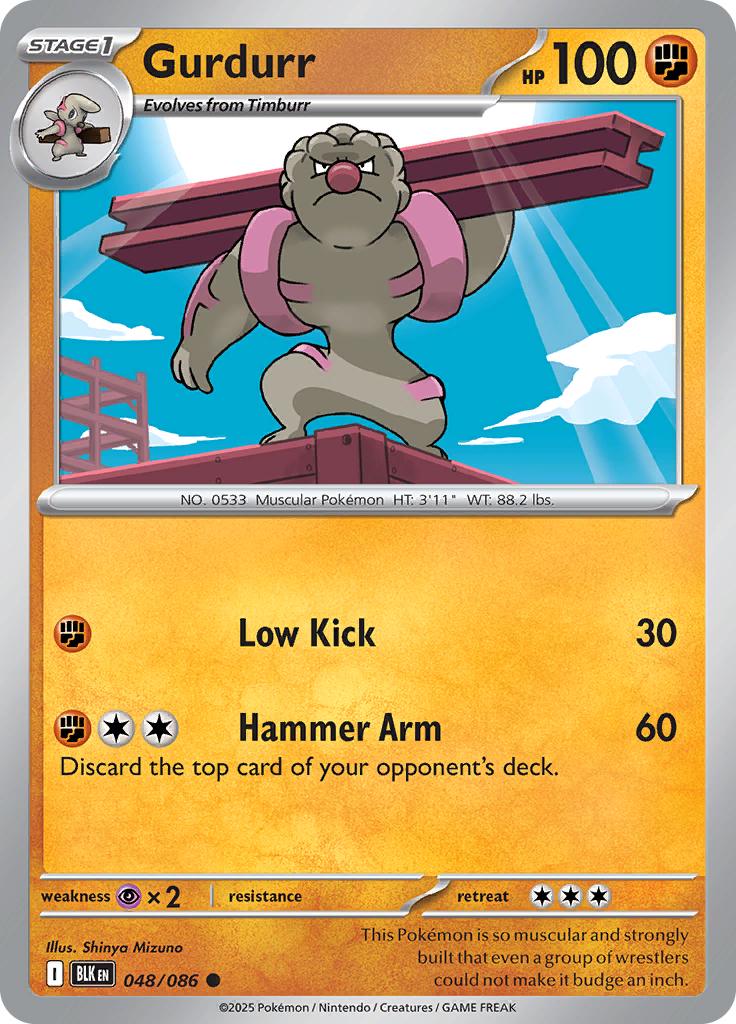 Pokémon-kaart Gurdurr 048/086 Common uit de set Black Bolt
