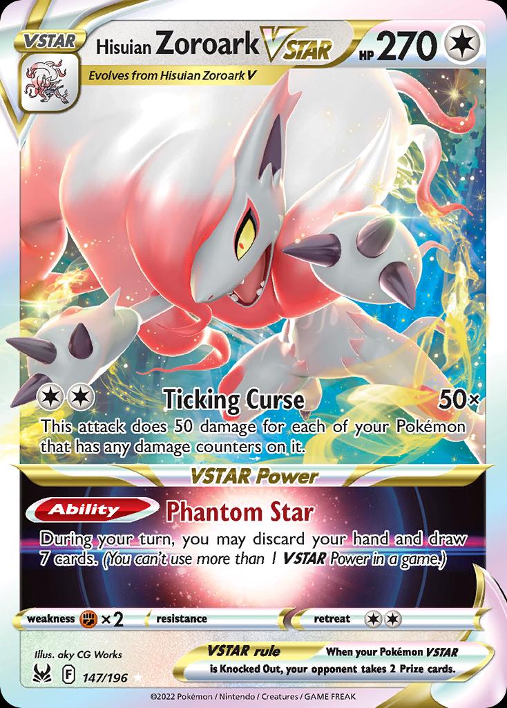 Pokémon-kaart Hisuian Zoroark VSTAR 147/196 Ultra Rare uit de set Lost Origin