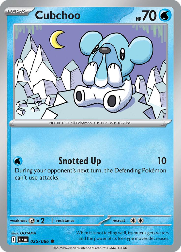 Pokémon-kaart Cubchoo 025/086 Common uit de set Black Bolt