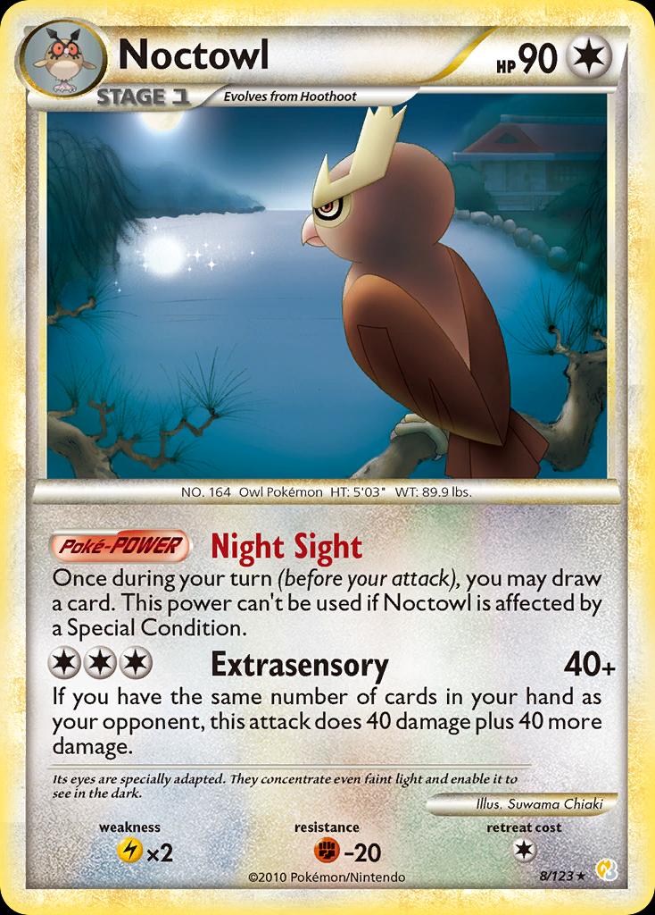 Pokémon-kaart Noctowl 8/123 Holo Rare uit de set HeartGold & SoulSilver Hauptbild