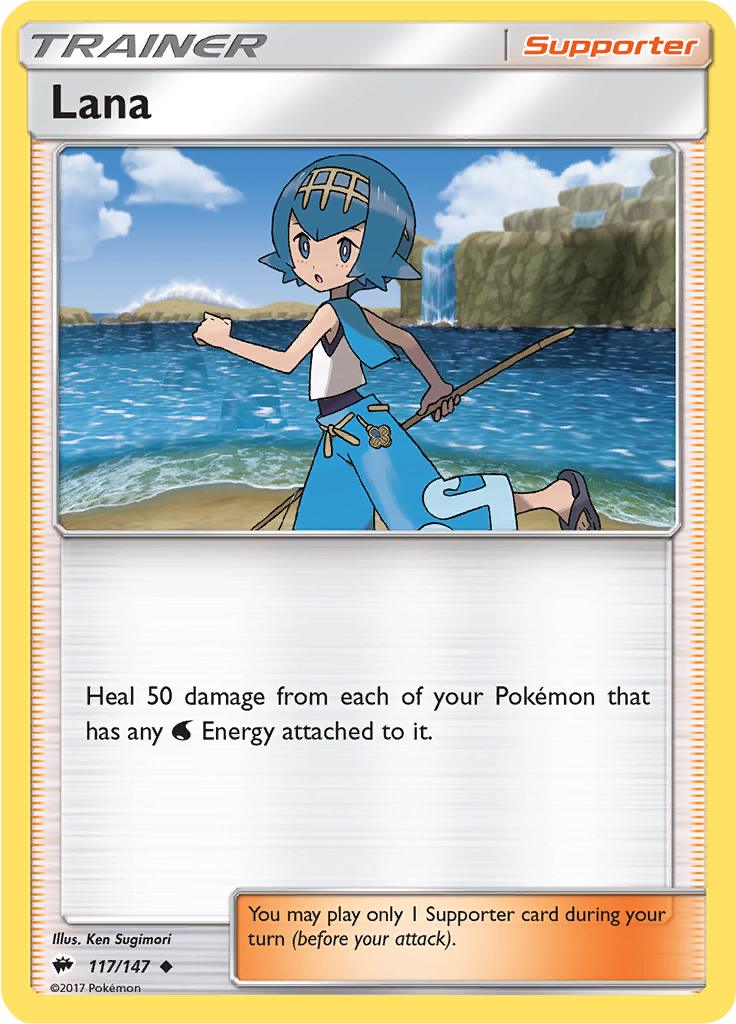 Pokémon-kaart Lana 117/147 Uncommon uit de set Burning Shadows