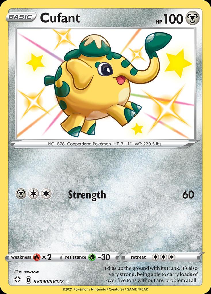 Pokémon-kaart Cufant SV090/SV122 Secret Rare uit de set Shining Fates