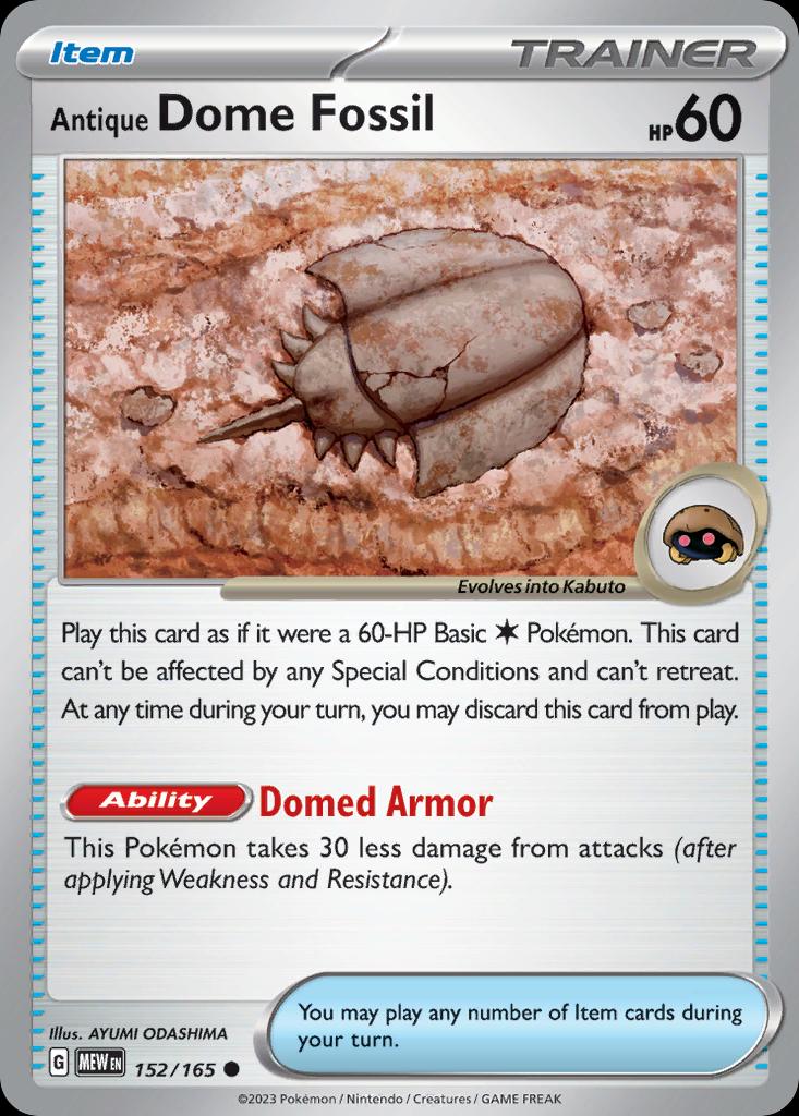 Pokémon-kaart Antique Dome Fossil 152/165 Common uit de set 151