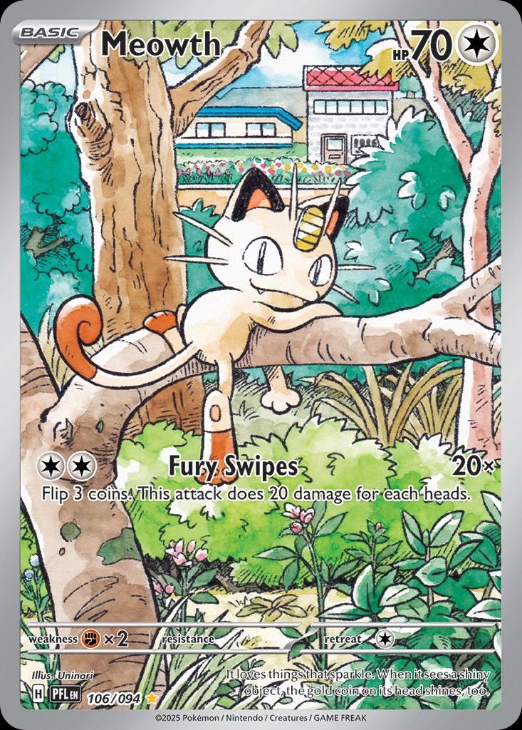 Pokémon-kaart Meowth 106/94 Illustration Rare uit de set Phantasmal Flames