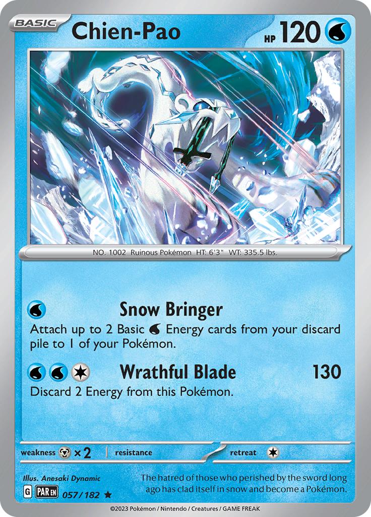 Pokémon-kaart Chien-Pao 057/182 Rare uit de set Paradox Rift
