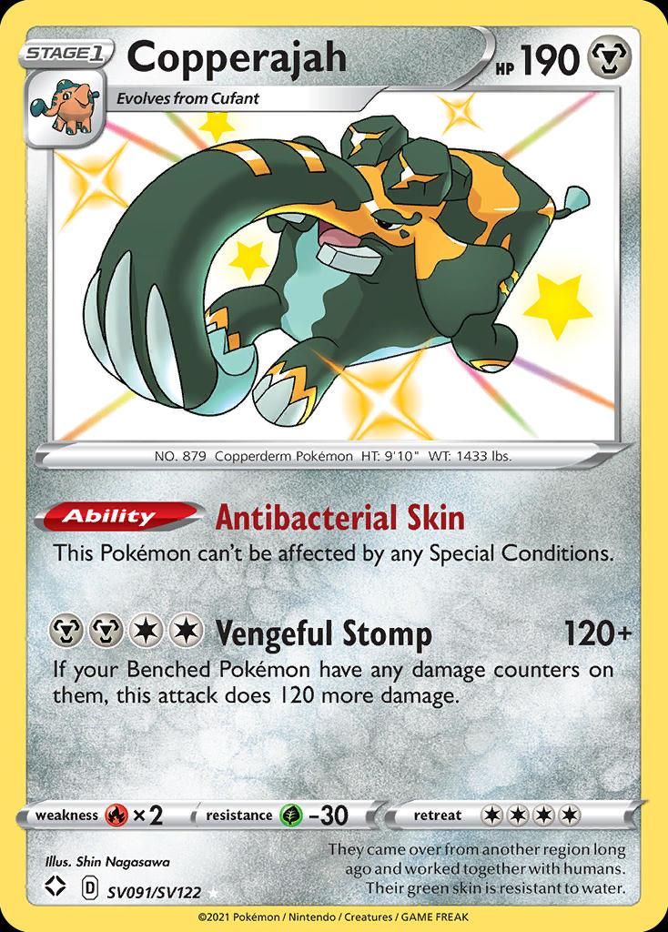 Pokémon-kaart Copperajah SV091/SV122 Secret Rare uit de set Shining Fates