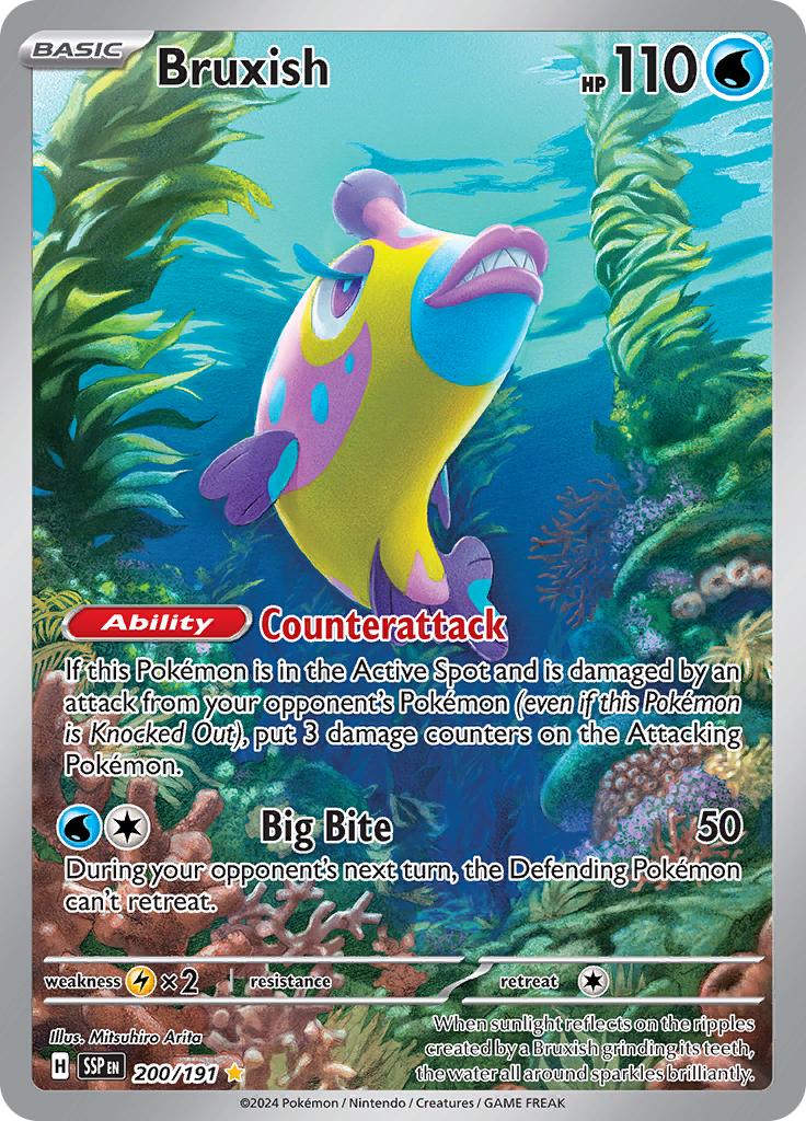 Pokémon-kaart Bruxish 200/191 Illustration Rare uit de set Surging Sparks Immagine principale del prodotto