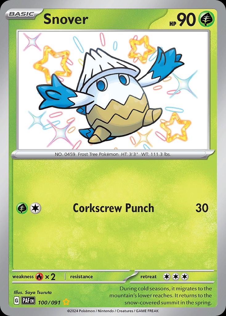 Pokémon-kaart Snover 100/91 Shiny Rare uit de set Paldean Fates