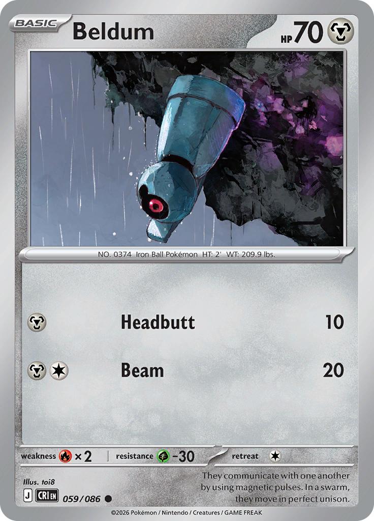 Pokémon-kaart Beldum 059/086 Common uit de set Chaos Rising