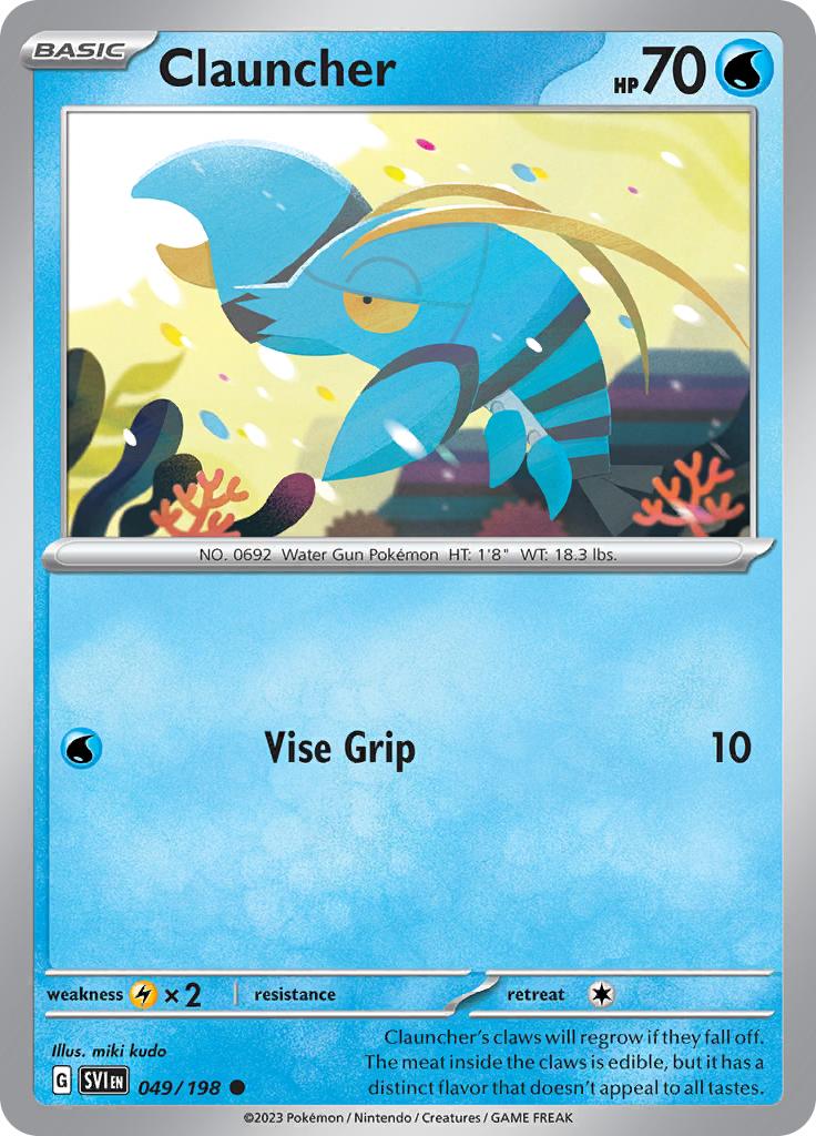 Pokémon-kaart Clauncher 049/198 Common uit de set Scarlet & Violet