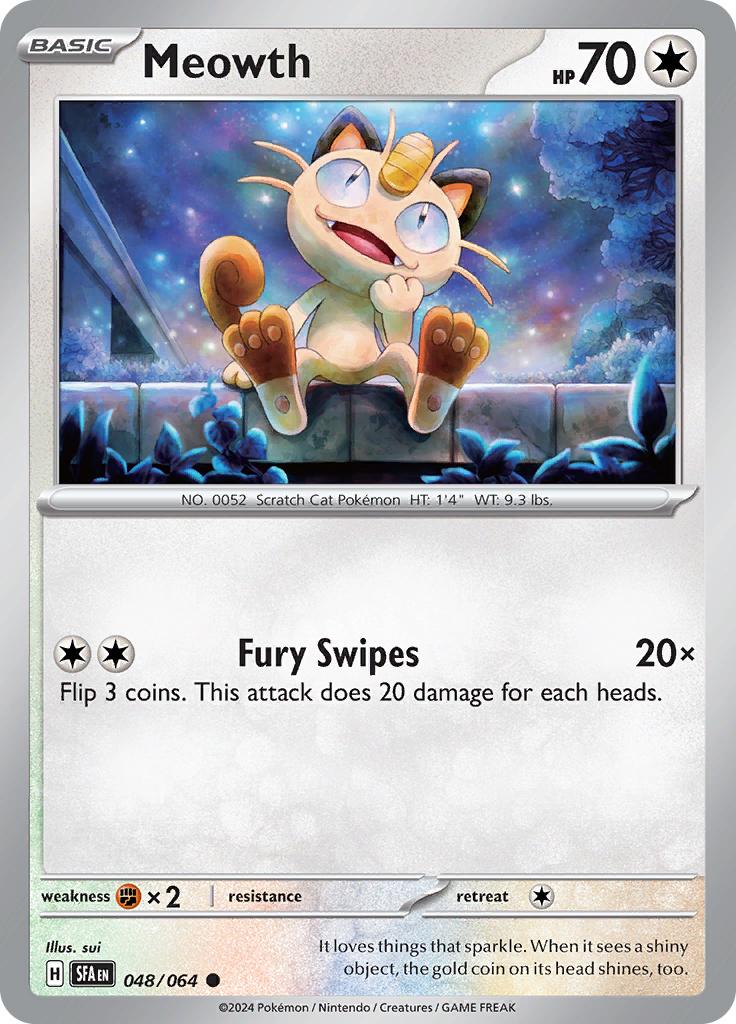 Pokémon-kaart Meowth 048/064 Common uit de set Shrouded Fable