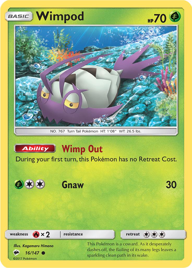 Pokémon-kaart Wimpod 16/147 Common uit de set Burning Shadows