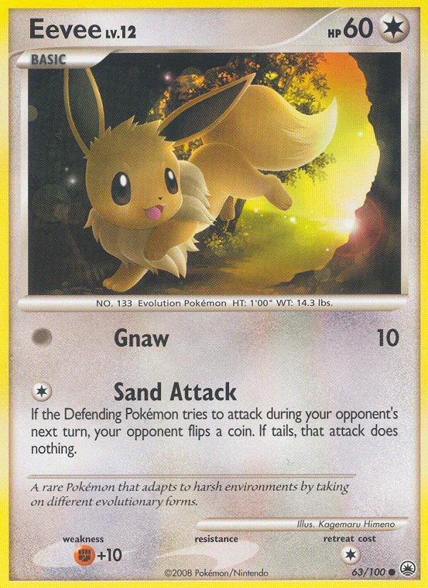 Pokémon-kaart Eevee 63/100 Common uit de set Majestic Dawn Hoofdafbeelding