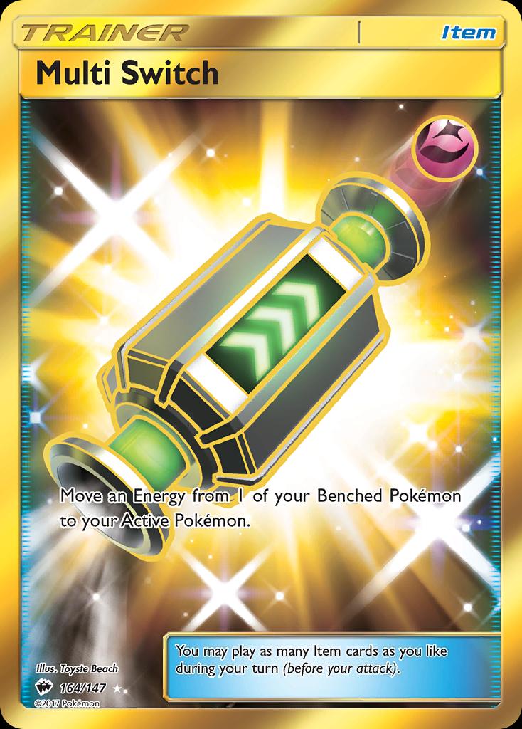 Pokémon-kaart Multi Switch 164/147 Secret Rare uit de set Burning Shadows