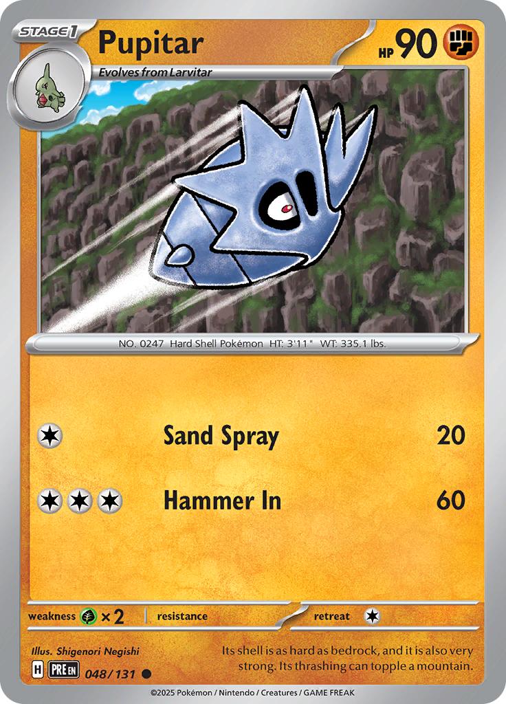 Pokémon-kaart Pupitar 048/131 Common uit de set Prismatic Evolutions