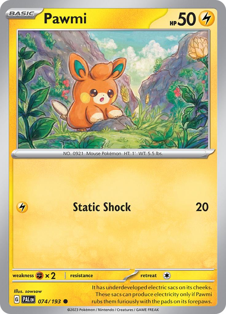 Pokémon-kaart Pawmi 074/193 Common uit de set Paldea Evolved