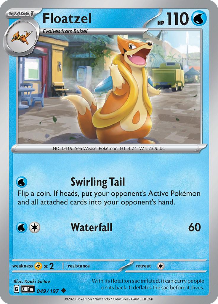 Pokémon-kaart Floatzel 049/197 Uncommon uit de set Obsidian Flames