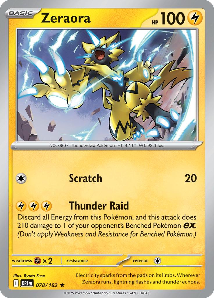 Pokémon-kaart Zeraora 078/182 Rare uit de set Destined Rivals