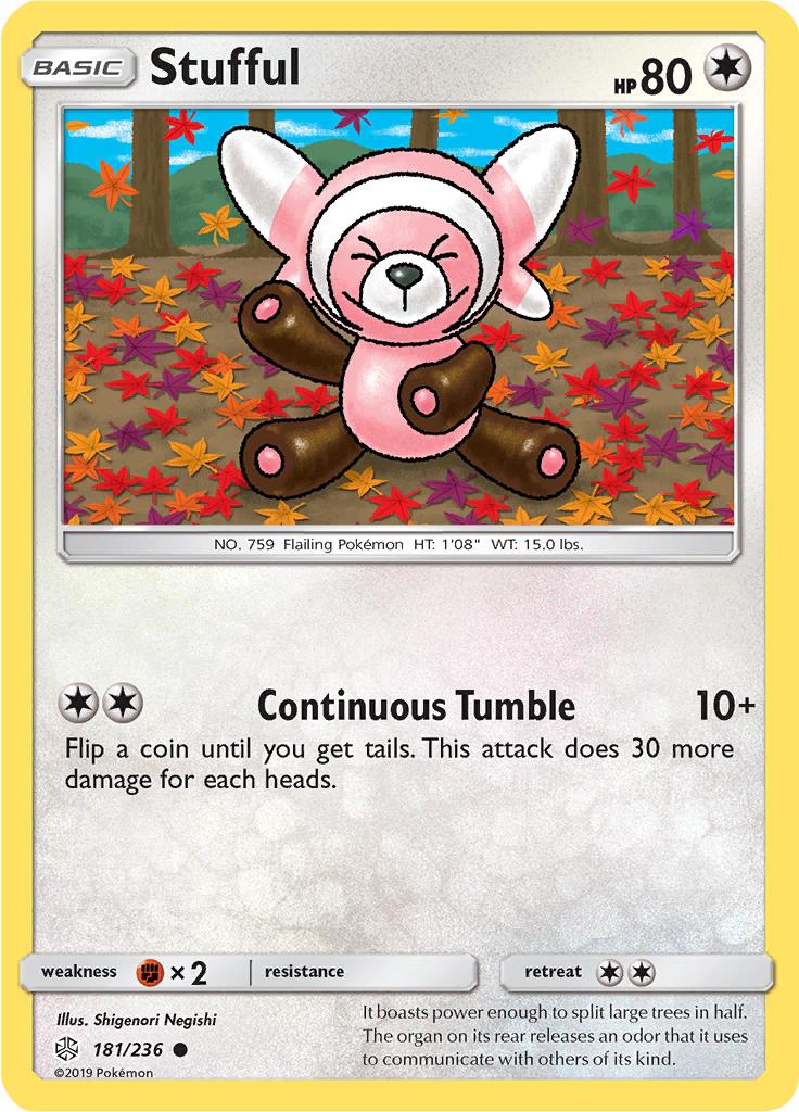 Pokémon-kaart Stufful 181/236 Common uit de set Cosmic Eclipse Imagen principal del producto