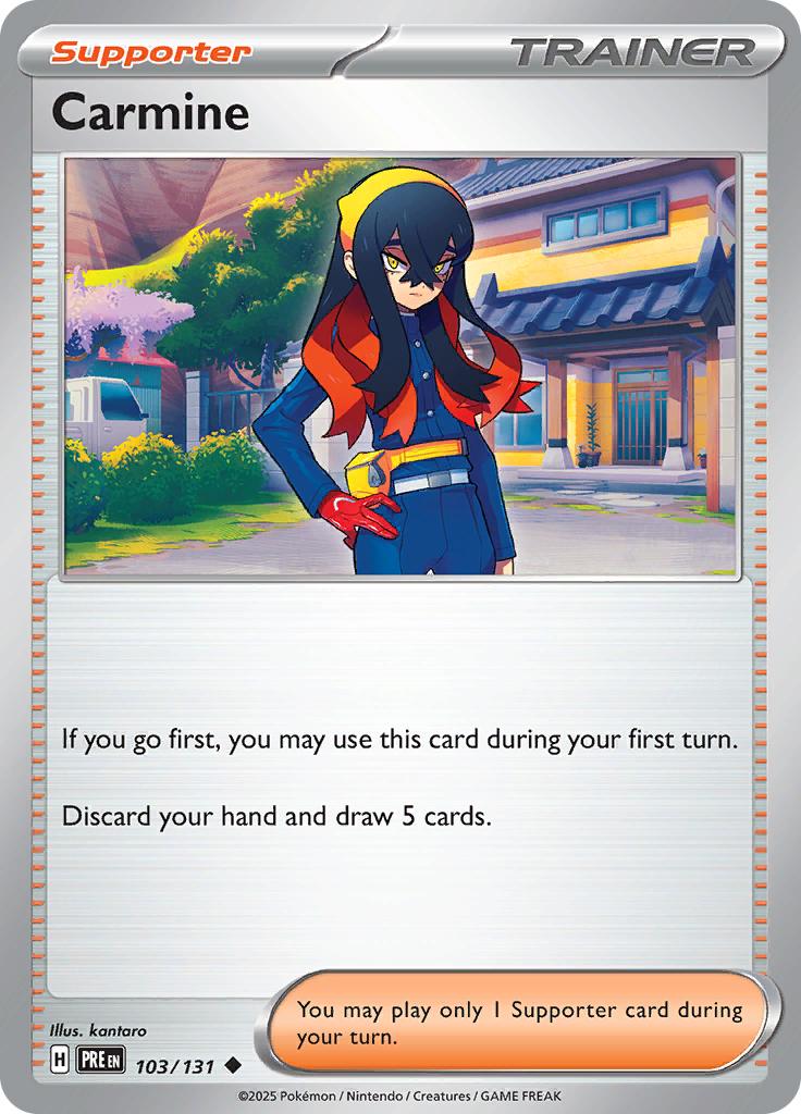 Pokémon-kaart Carmine 103/131 Uncommon uit de set Prismatic Evolutions