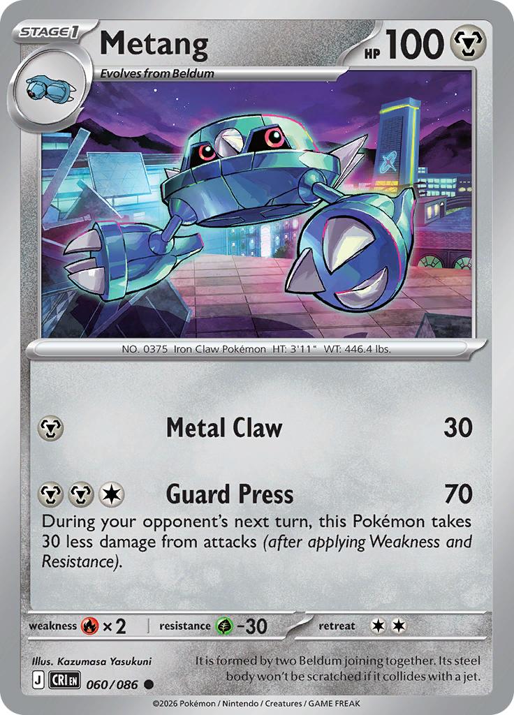 Pokémon-kaart Metang 060/086 Common uit de set Chaos Rising Immagine principale del prodotto