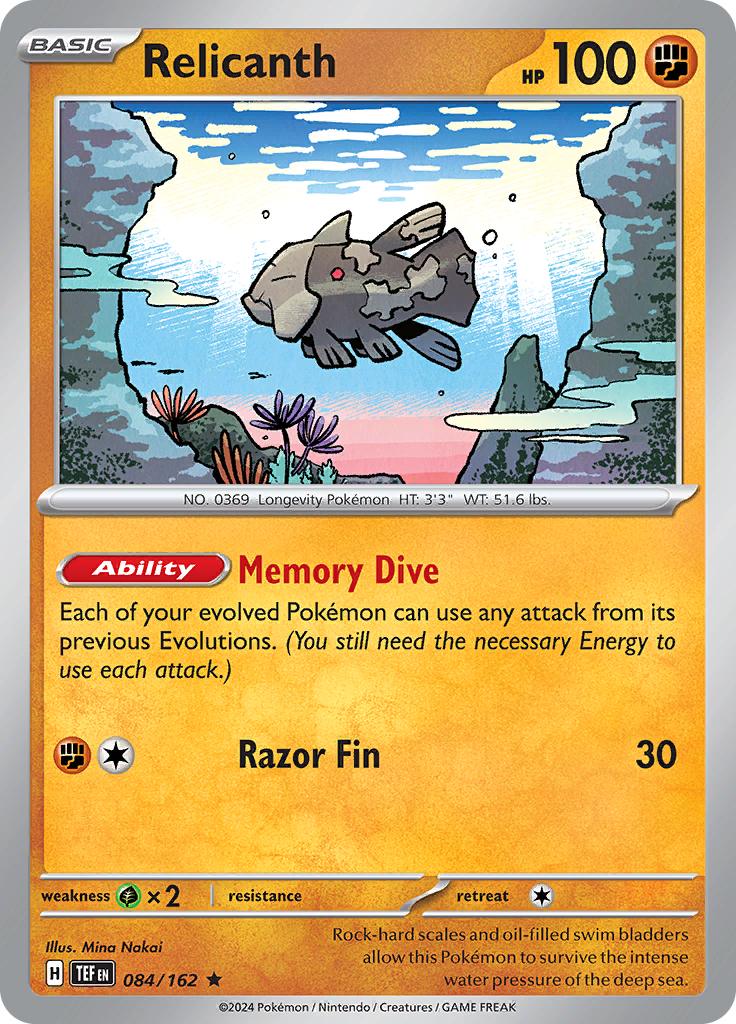 Pokémon-kaart Relicanth 084/162 Rare uit de set Temporal Forces