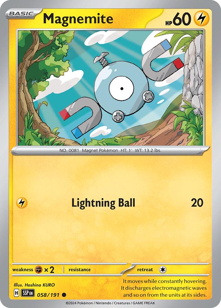 Pokémon-kaart Magnemite 058/191 Common uit de set Surging Sparks