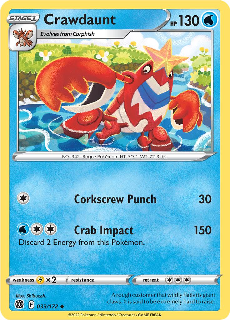Pokémon-kaart Crawdaunt 033/172 Uncommon uit de set Brilliant Stars