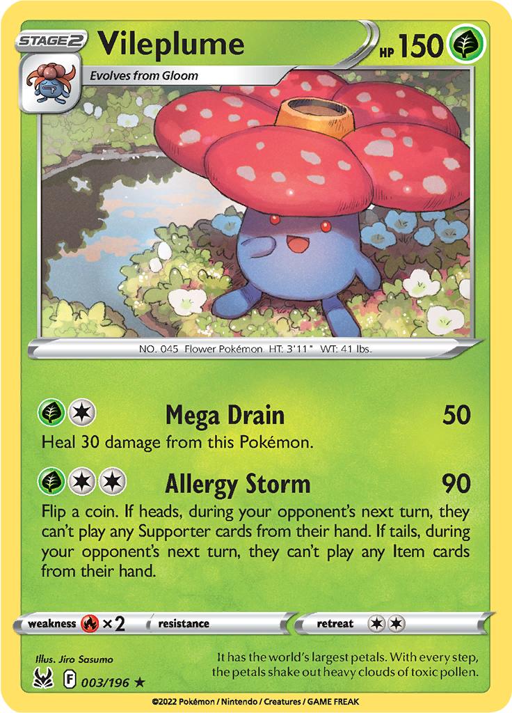 Pokémon-kaart Vileplume 003/196 Holo Rare uit de set Lost Origin
