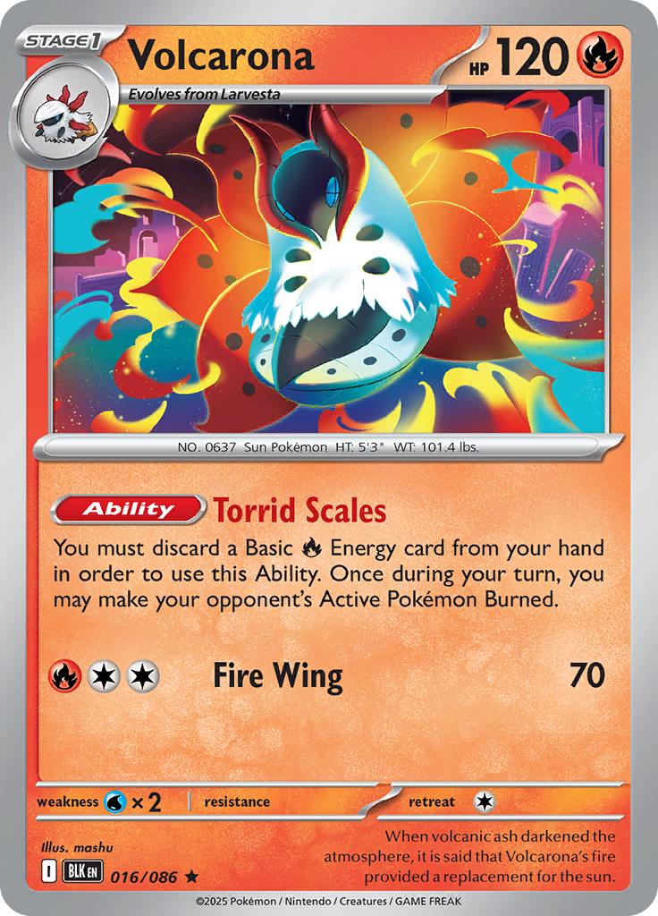 Pokémon-kaart Volcarona 016/086 Rare uit de set Black Bolt